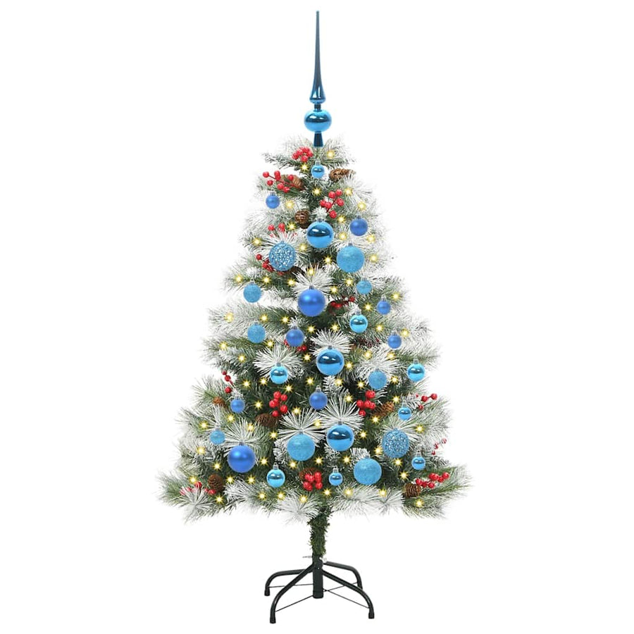 Kunstkerstboom Groen en wit 120 cm PVC en Metaal en Plastic
