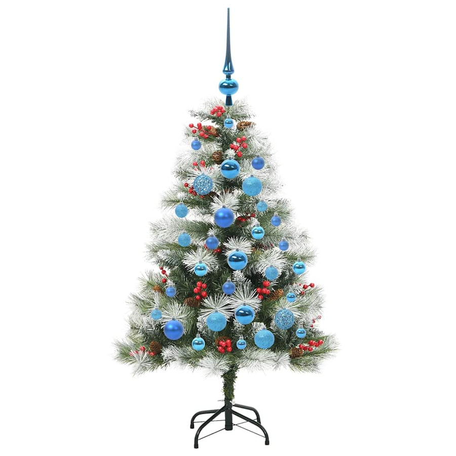 Kunstkerstboom Groen en wit 120 cm PVC en Metaal en Plastic