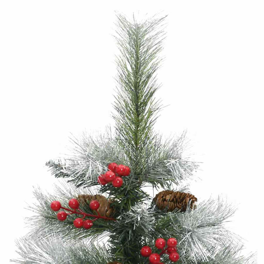 Kunstkerstboom Groen en wit 120 cm PVC en Metaal en Plastic