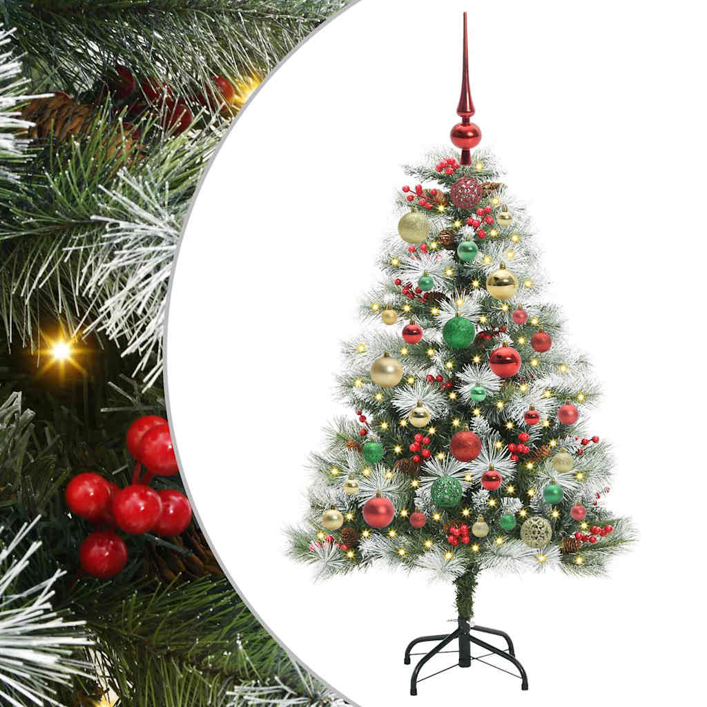Kunstkerstboom Groen en wit 120 cm PVC en Metaal en Plastic
