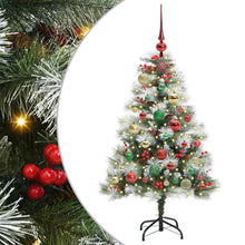 Kunstkerstboom Groen en wit 120 cm PVC en Metaal en Plastic