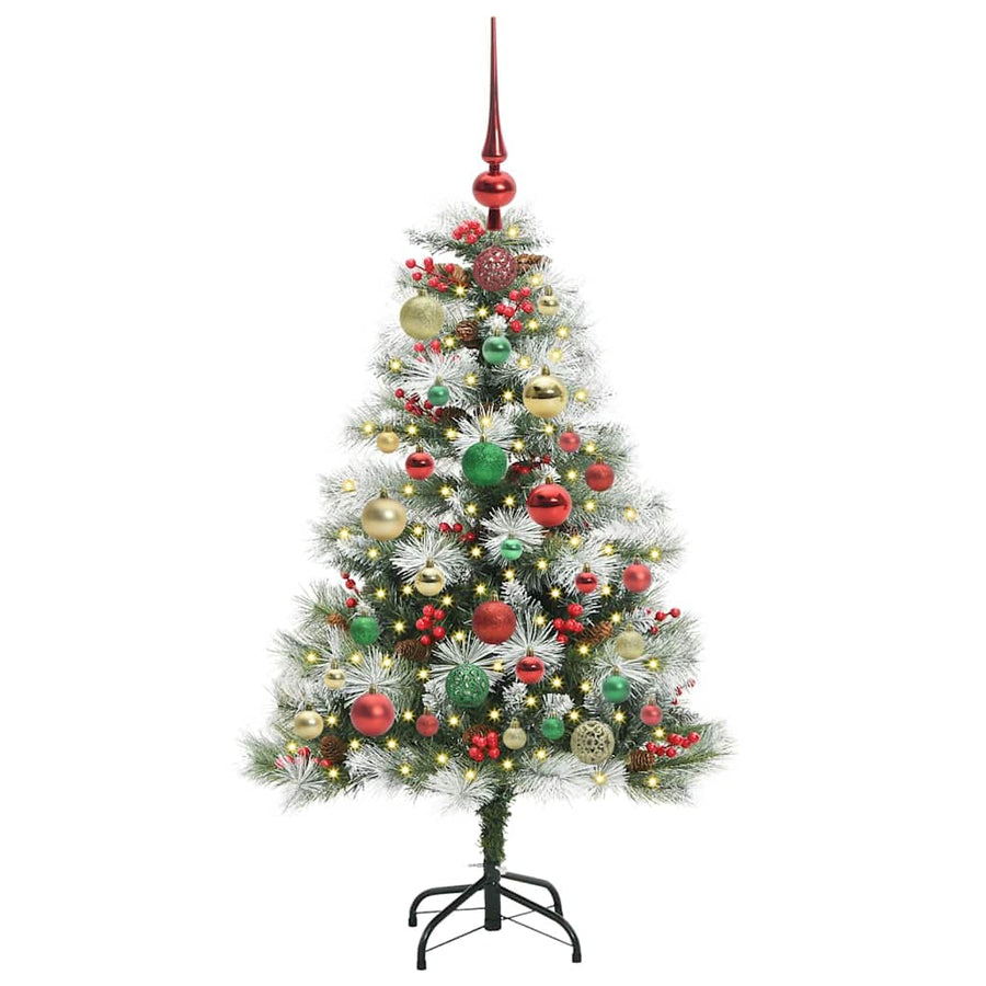 Kunstkerstboom Groen en wit 120 cm PVC en Metaal en Plastic