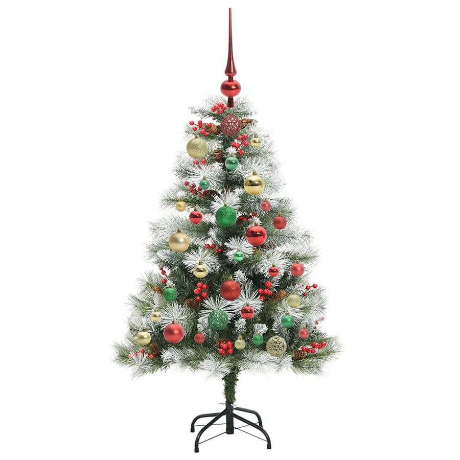 Kunstkerstboom Groen en wit 120 cm PVC en Metaal en Plastic