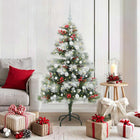 Artificial Christmas Tree Green And White PVC And Metal And Plastic 150 cm