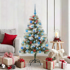 Artificial Christmas Tree Green And White PVC And Metal And Plastic 150 cm