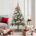 Kunstkerstboom groen wit met LEDs en ballen