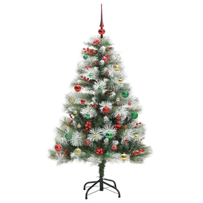Kunstkerstboom Groen En Wit Pvc En Metaal En Plastic met LEDs en meerkleurige ballen