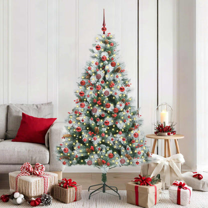 Kunstkerstboom Groen en wit 180 cm PVC en Metaal en Plastic