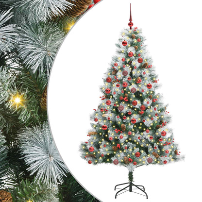 Kunstkerstboom Groen en wit 180 cm PVC en Metaal en Plastic
