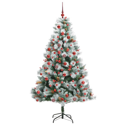 Kunstkerstboom Groen en wit 180 cm PVC en Metaal en Plastic