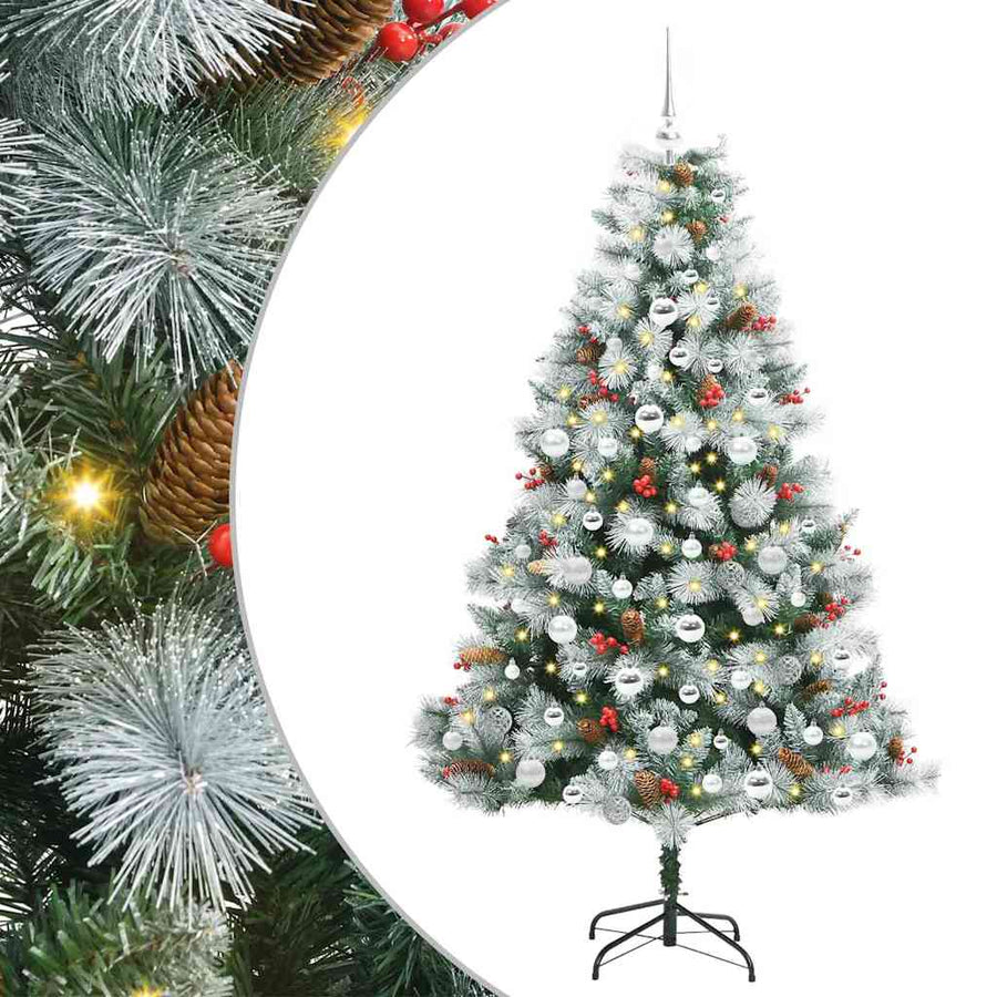 Kunstkerstboom Groen en wit 180 cm PVC en Metaal en Plastic