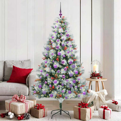 Kunstkerstboom Groen en wit 180 cm PVC en Metaal en Plastic