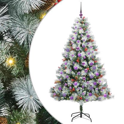 Kunstkerstboom Groen en wit 180 cm PVC en Metaal en Plastic
