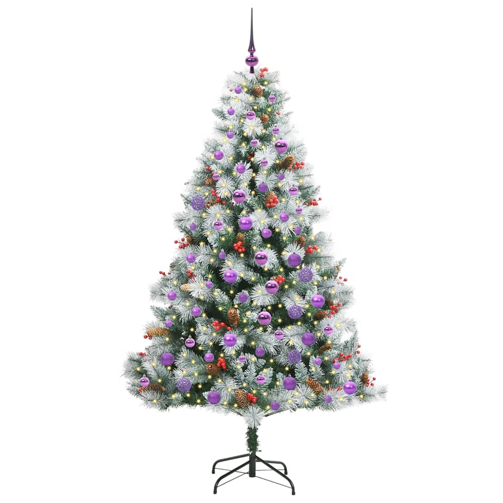 Kunstkerstboom Groen en wit 180 cm PVC en Metaal en Plastic