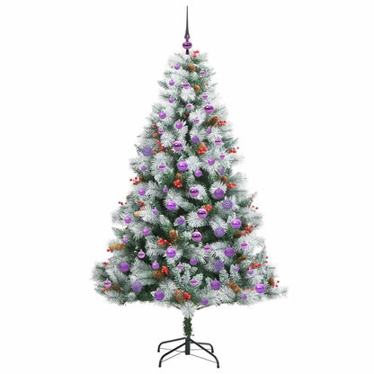 Kunstkerstboom Groen en wit 180 cm PVC en Metaal en Plastic