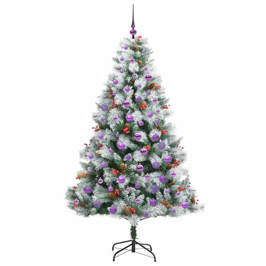 Kunstkerstboom Groen en wit 180 cm PVC en Metaal en Plastic