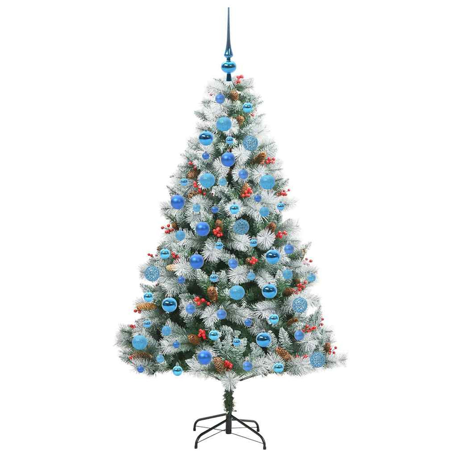 Kunstkerstboom Groen en wit 180 cm PVC en Metaal en Plastic