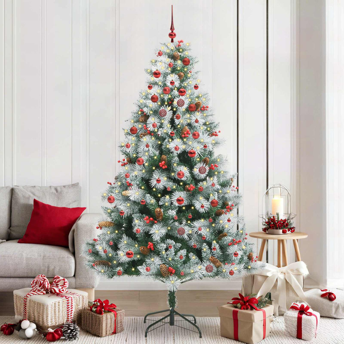 Kunstkerstboom Groen En Wit Pvc En Metaal En Plastic 210 cm