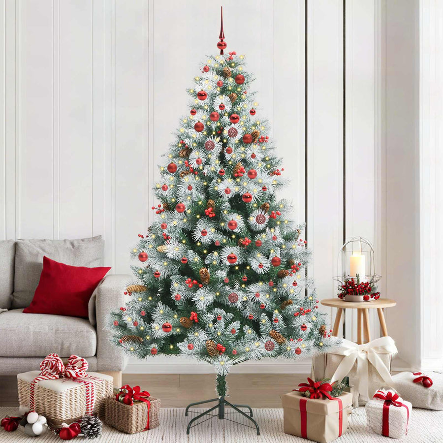 Kunstkerstboom Groen En Wit Pvc En Metaal En Plastic 210 cm