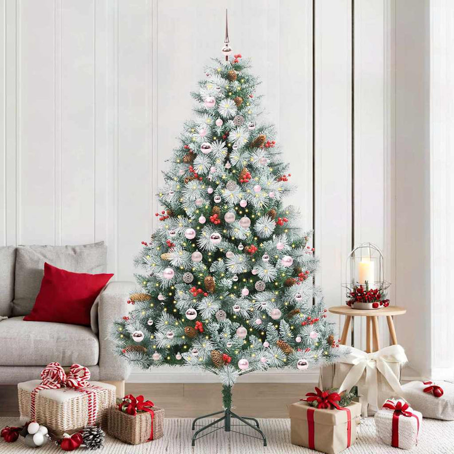 Kunstkerstboom Groen En Wit Pvc En Metaal En Plastic 210 cm