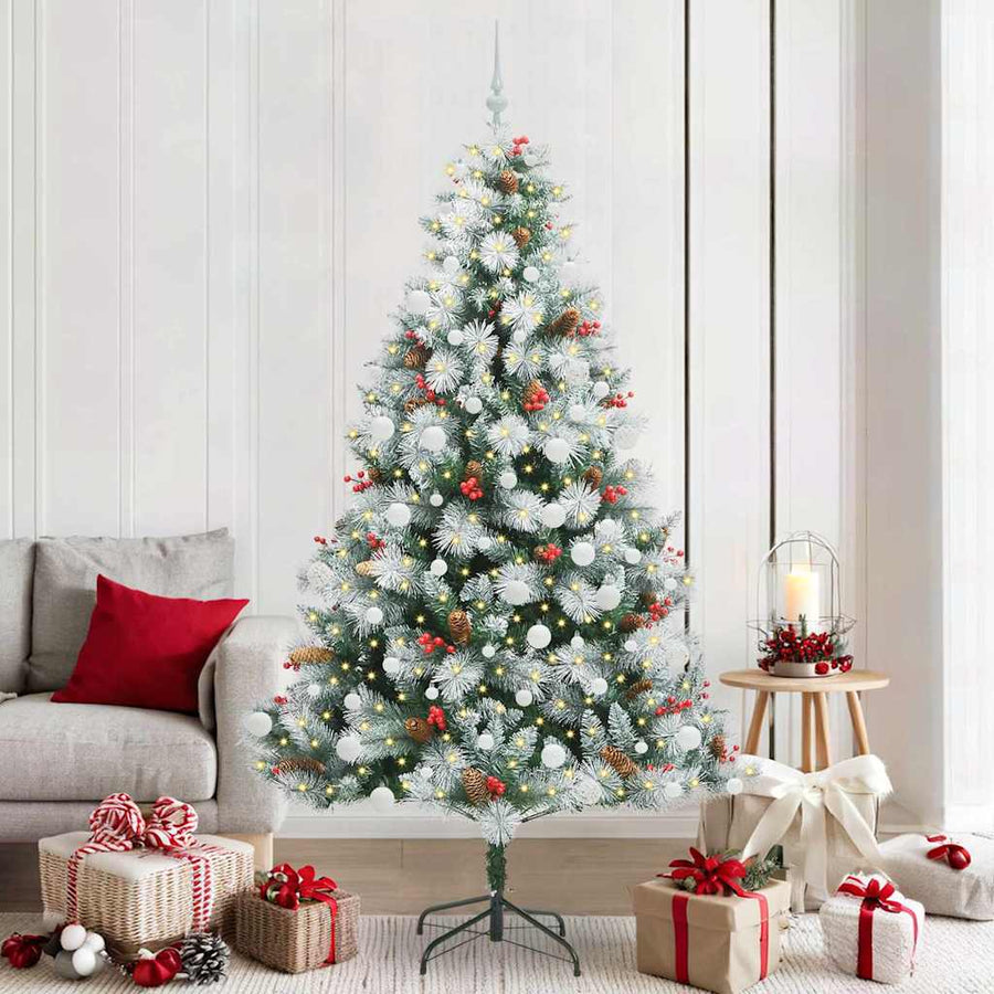 Kunstkerstboom Groen En Wit Pvc En Metaal En Plastic 210 cm