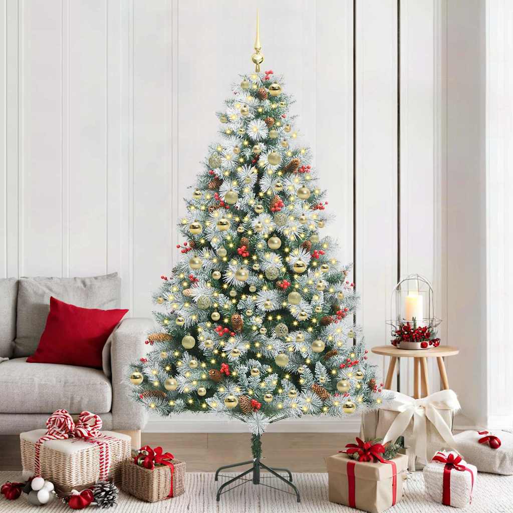Kunstkerstboom Groen En Wit Pvc En Metaal En Plastic 210 cm