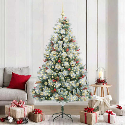 Kunstkerstboom Groen En Wit Pvc En Metaal En Plastic 210 cm