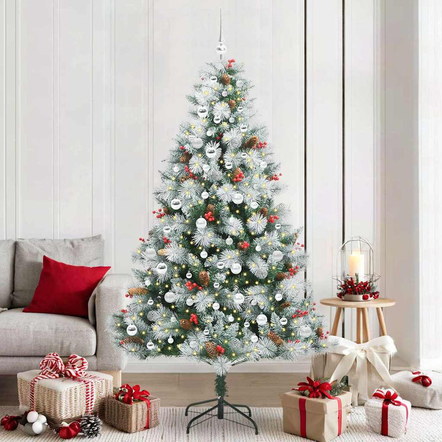 Kunstkerstboom Groen En Wit Pvc En Metaal En Plastic 210 cm