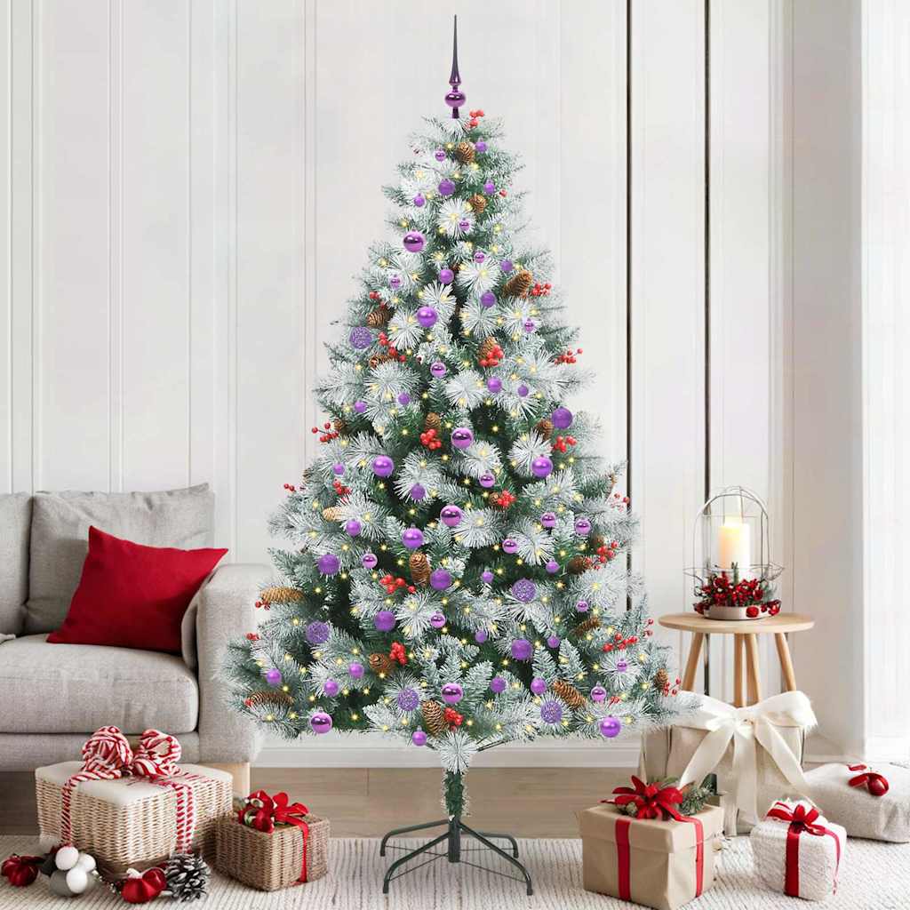 Kunstkerstboom Groen En Wit Pvc En Metaal En Plastic 210 cm