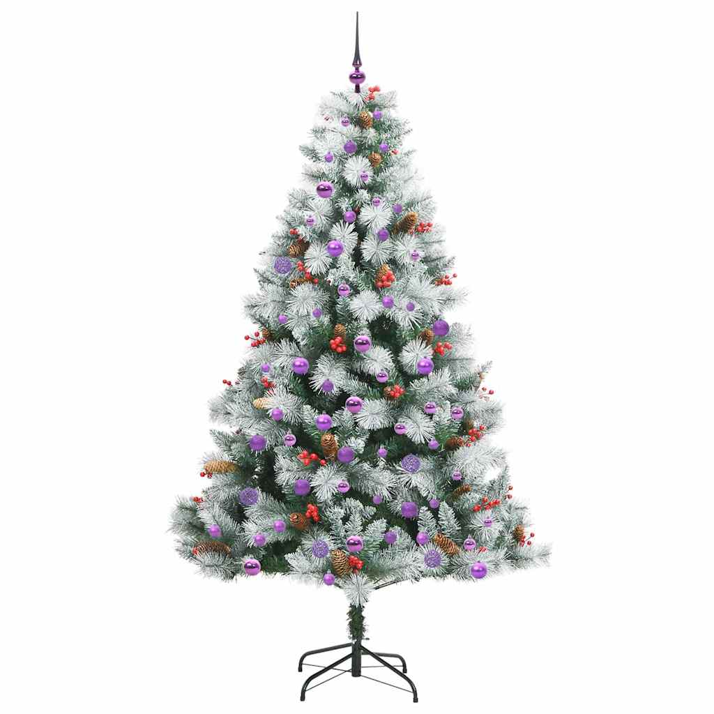 Kunstkerstboom Groen En Wit Pvc En Metaal En Plastic 210 cm