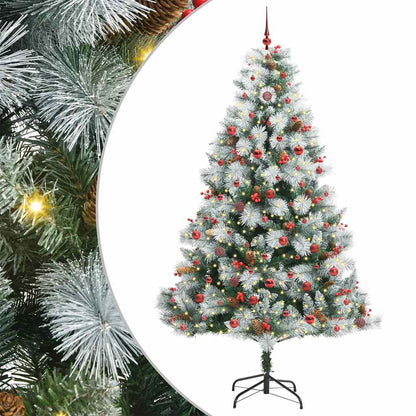 Kunstkerstboom Groen en wit 240 cm PVC en Metaal en Plastic