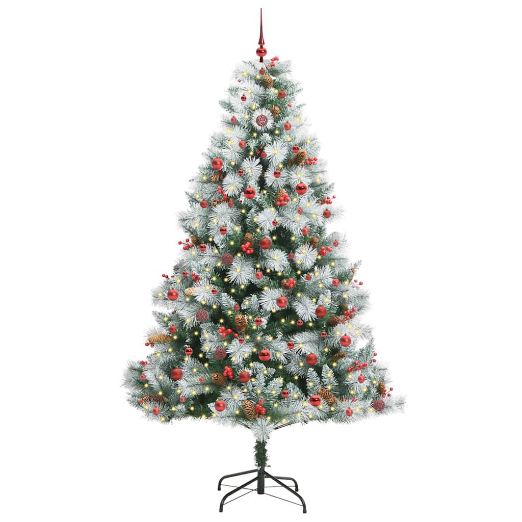 Kunstkerstboom Groen en wit 240 cm PVC en Metaal en Plastic