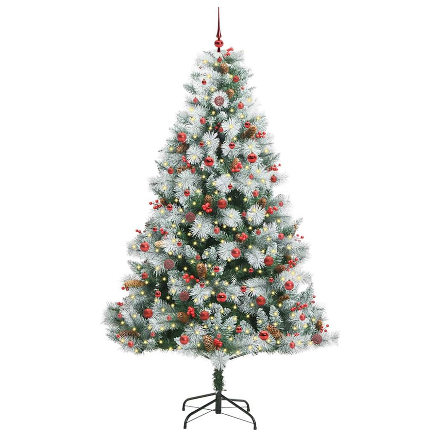 Kunstkerstboom Groen en wit 240 cm PVC en Metaal en Plastic