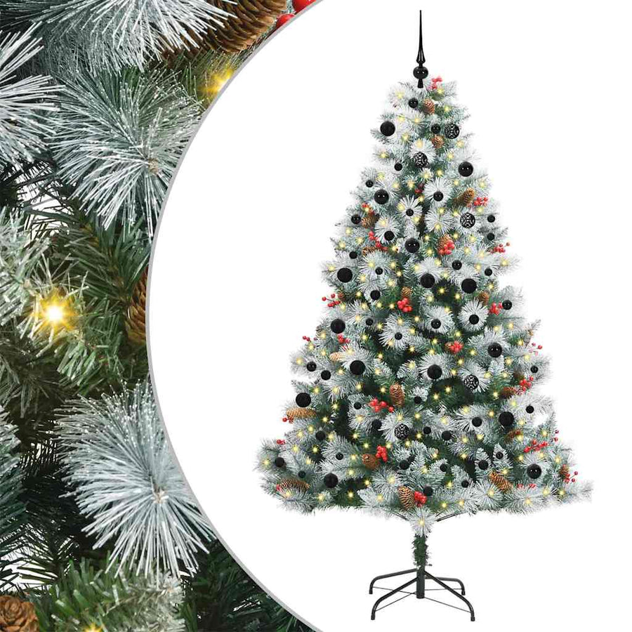 Kunstkerstboom Groen en wit 240 cm PVC en Metaal en Plastic
