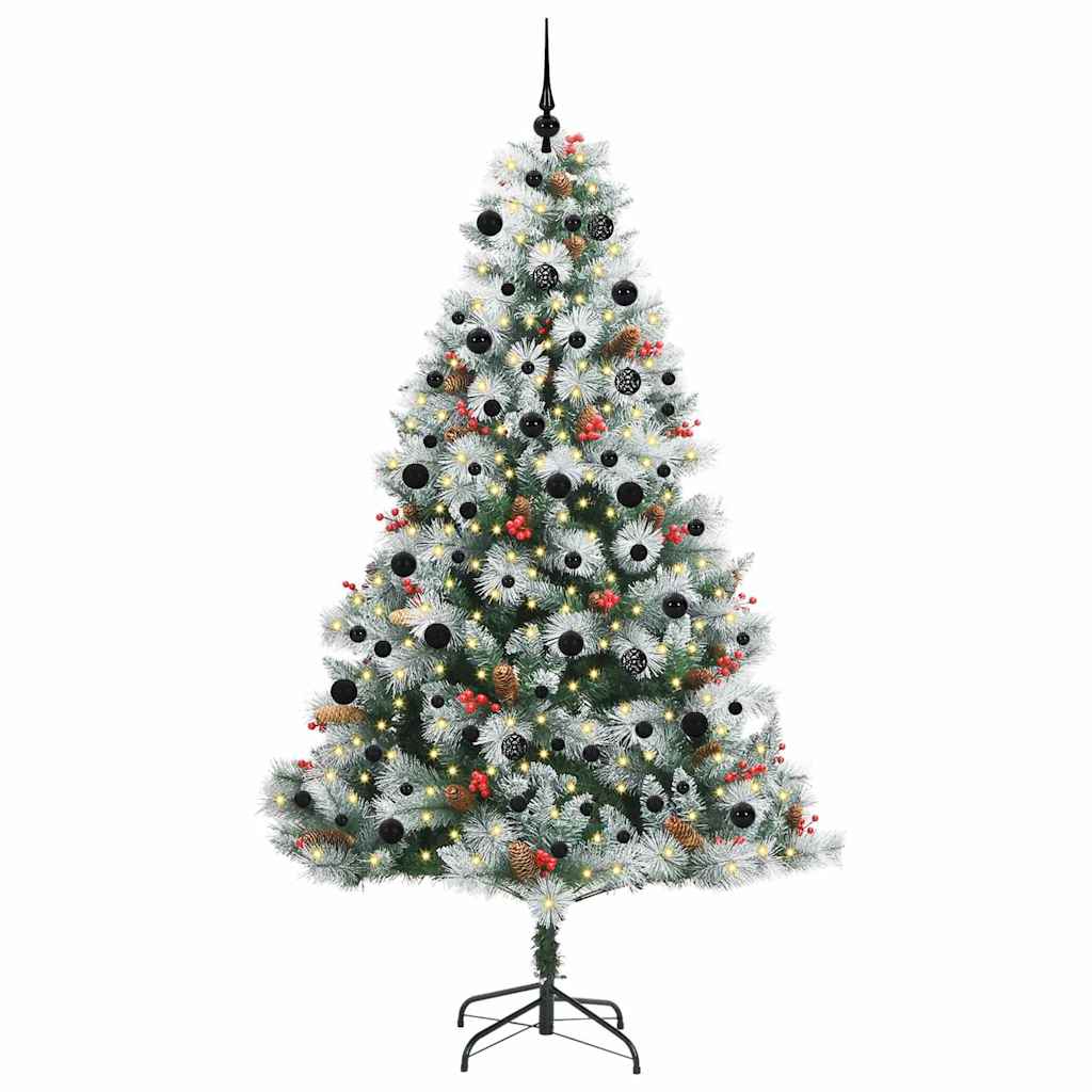 Kunstkerstboom Groen en wit 240 cm PVC en Metaal en Plastic
