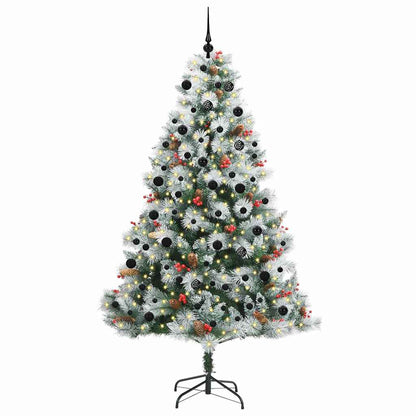 Kunstkerstboom Groen en wit 240 cm PVC en Metaal en Plastic