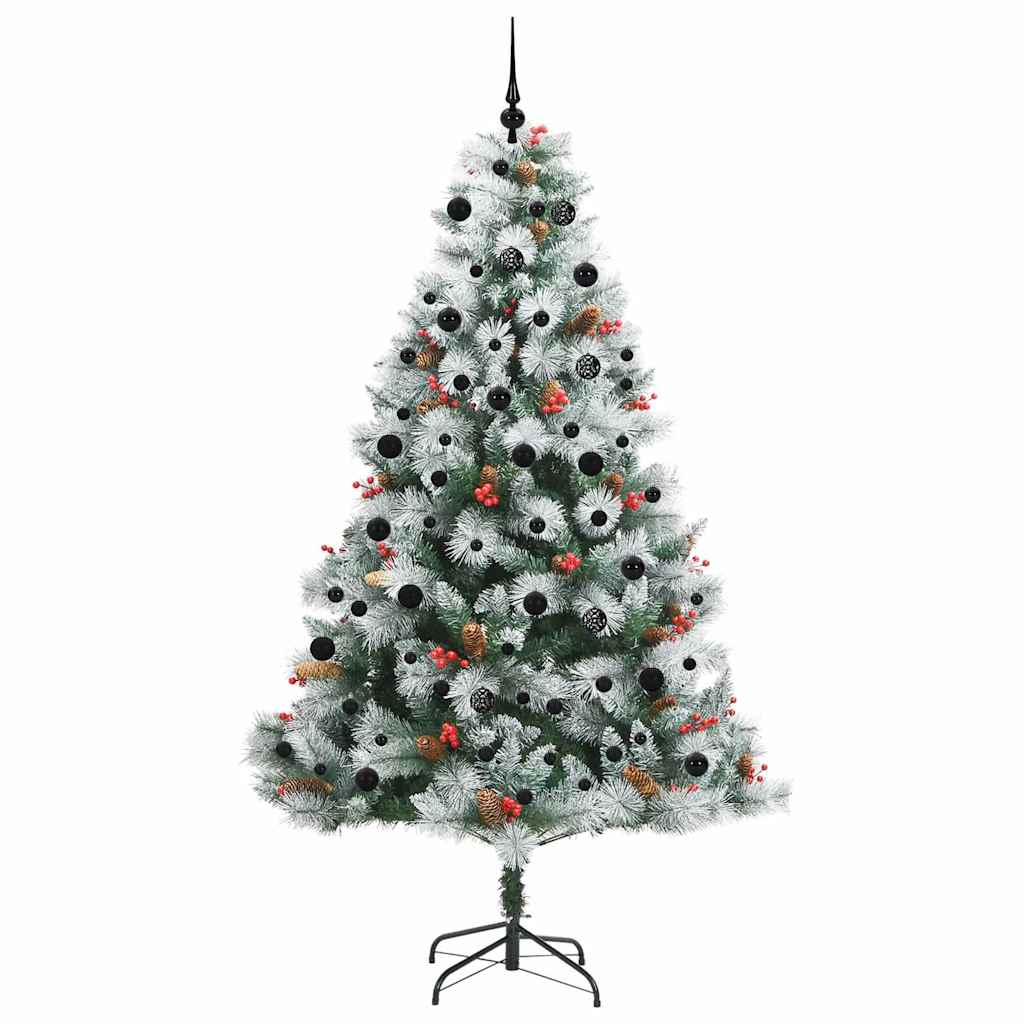 Kunstkerstboom Groen en wit 240 cm PVC en Metaal en Plastic