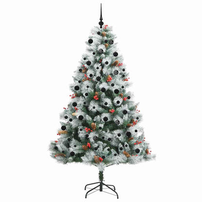 Kunstkerstboom Groen en wit 240 cm PVC en Metaal en Plastic