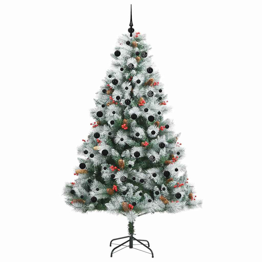Kunstkerstboom Groen en wit 240 cm PVC en Metaal en Plastic