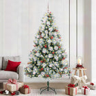Kunstkerstboom Groen en wit 240 cm PVC en Metaal en Plastic