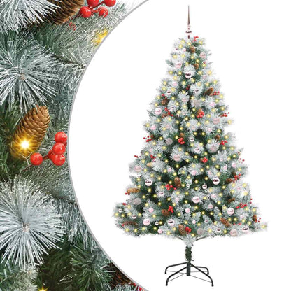 Kunstkerstboom Groen en wit 240 cm PVC en Metaal en Plastic