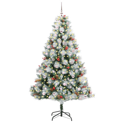 Kunstkerstboom Groen en wit 240 cm PVC en Metaal en Plastic
