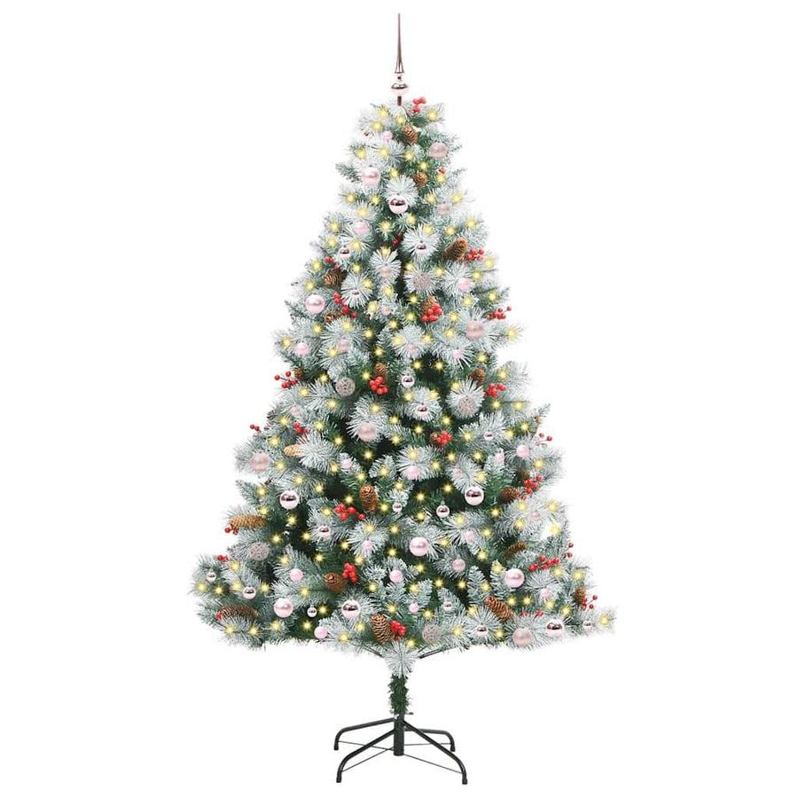 Kunstkerstboom Groen en wit 240 cm PVC en Metaal en Plastic
