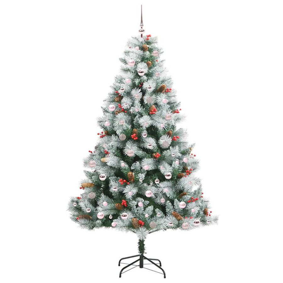 Kunstkerstboom Groen en wit 240 cm PVC en Metaal en Plastic