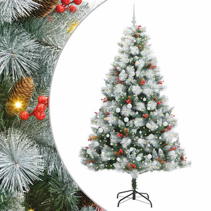 Kunstkerstboom Groen en wit 240 cm PVC en Metaal en Plastic