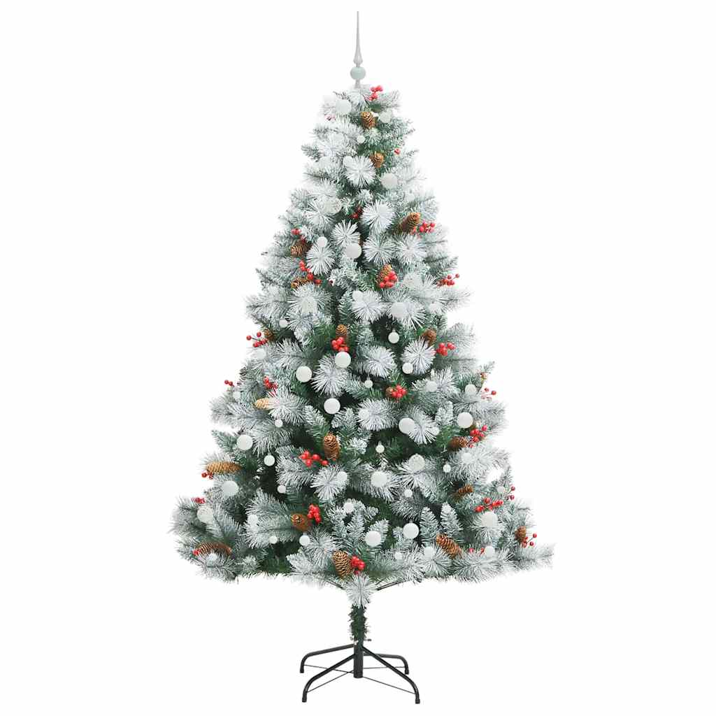 Kunstkerstboom Groen en wit 240 cm PVC en Metaal en Plastic