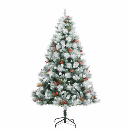 Kunstkerstboom Groen en wit 240 cm PVC en Metaal en Plastic