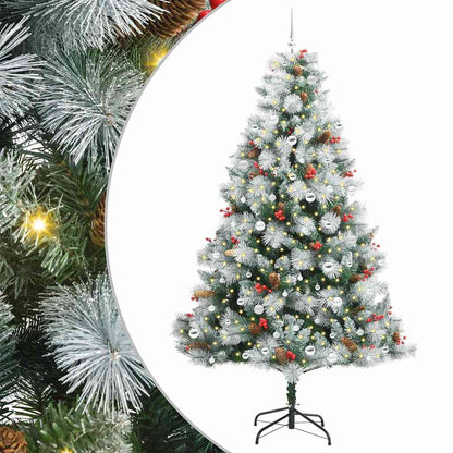 Kunstkerstboom Groen en wit 240 cm PVC en Metaal en Plastic