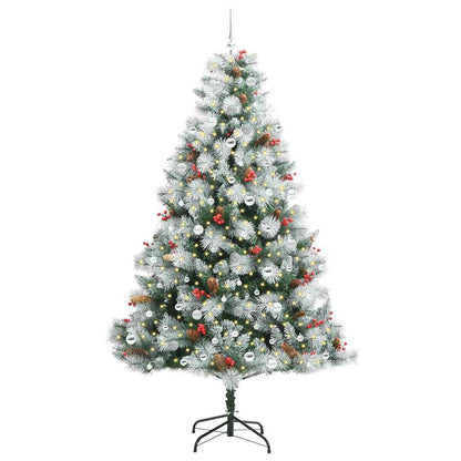 Kunstkerstboom Groen en wit 240 cm PVC en Metaal en Plastic