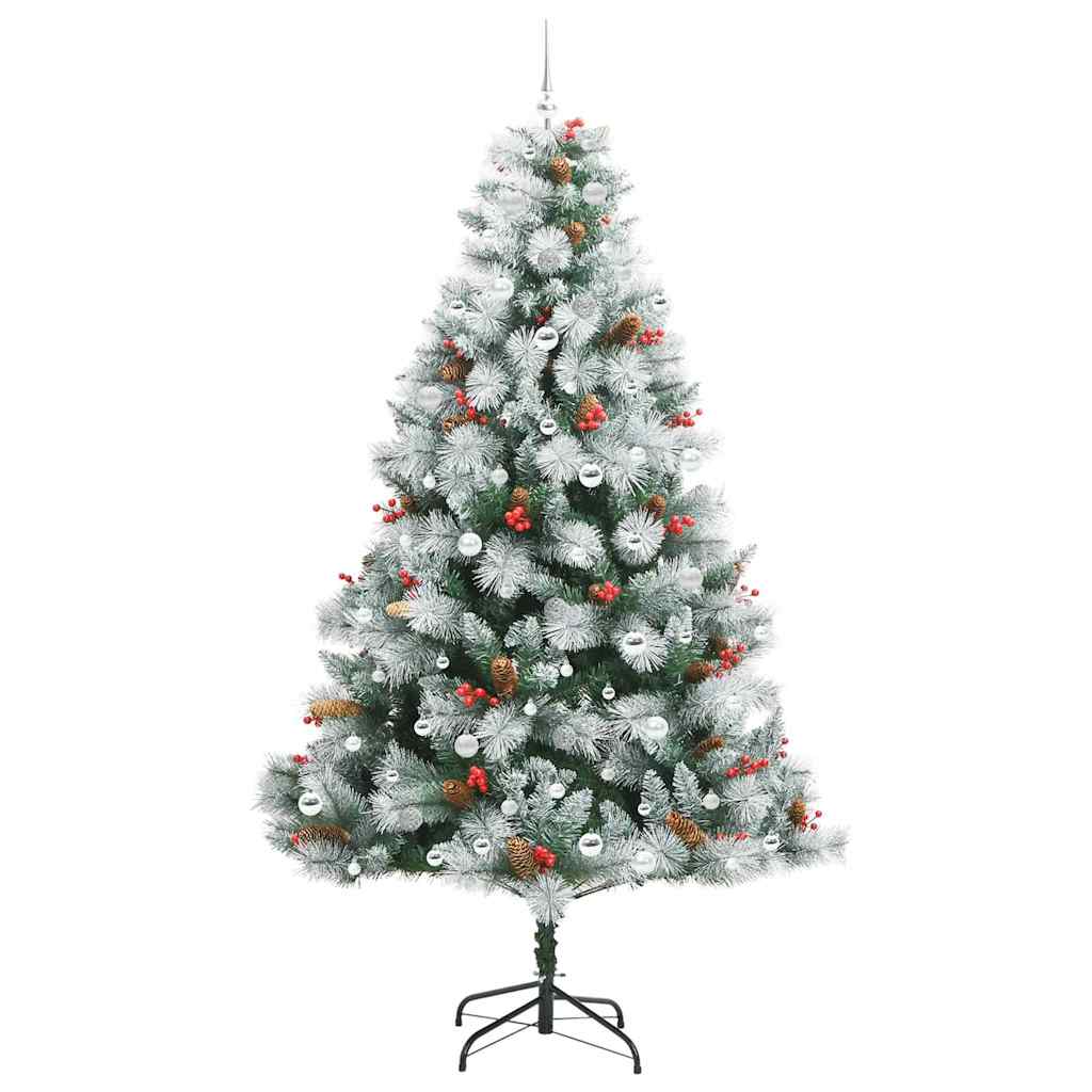 Kunstkerstboom Groen en wit 240 cm PVC en Metaal en Plastic